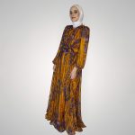 Orange with multi print dress