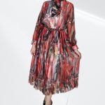 Red long dress with prints