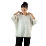 White Parko Top With Stones and Zipper  Shoulder