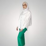 White and green set long sleeves with buttons