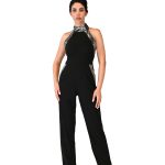 Black Jumpsuit Tekki silver round neck open and arm hole