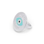 Silver Evil Eye Emblem Ring