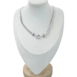 Silver Chunky Chain Necklace with Multicolor Accent