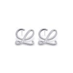 Silver Script Initial Earrings