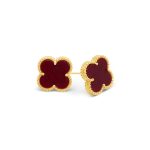 Burgundy Clover Stud Ear Rings